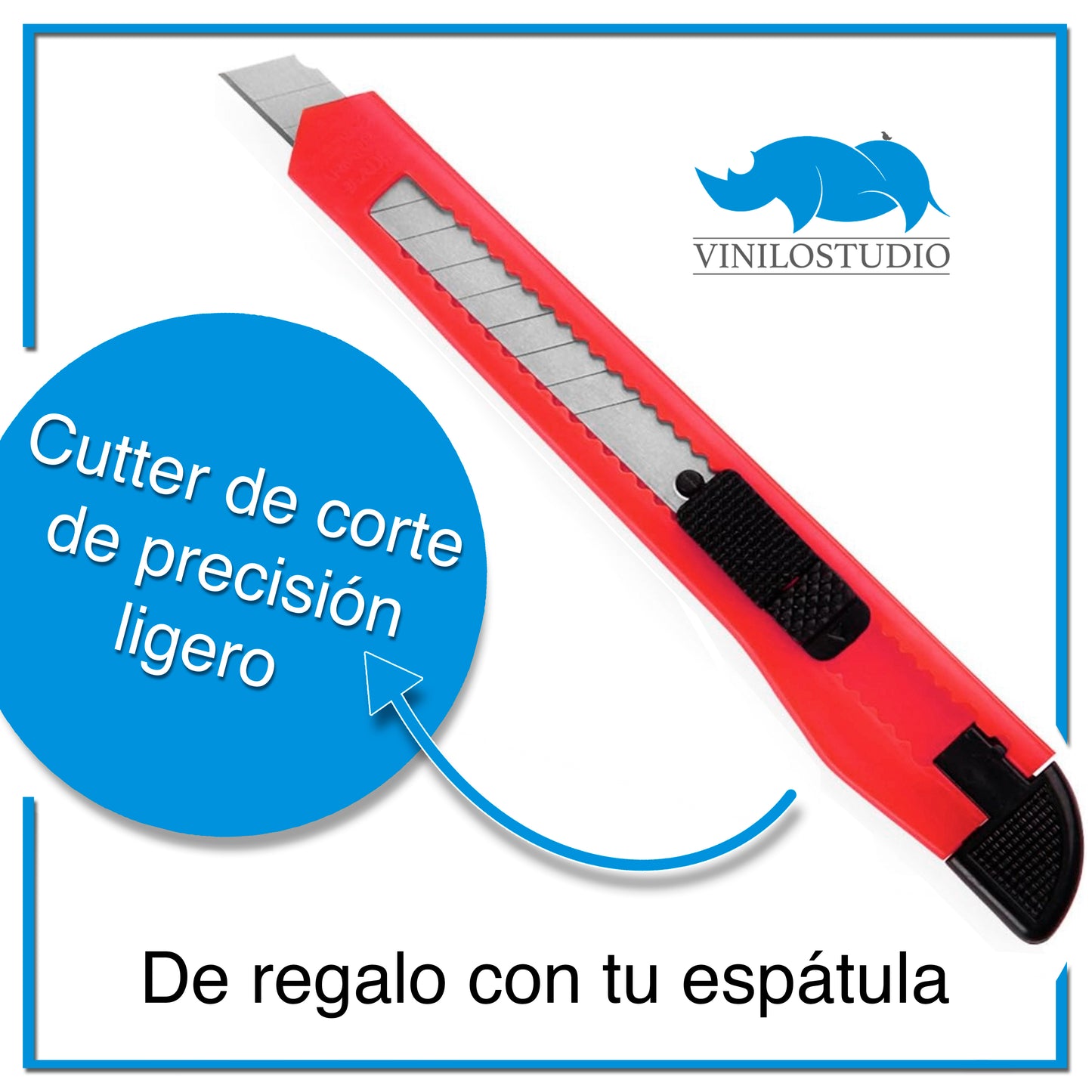 Te hará falta. Espátula de aplicación y cutter de regalo